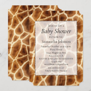 Brown Giraffe Animal Print Inbjudningar