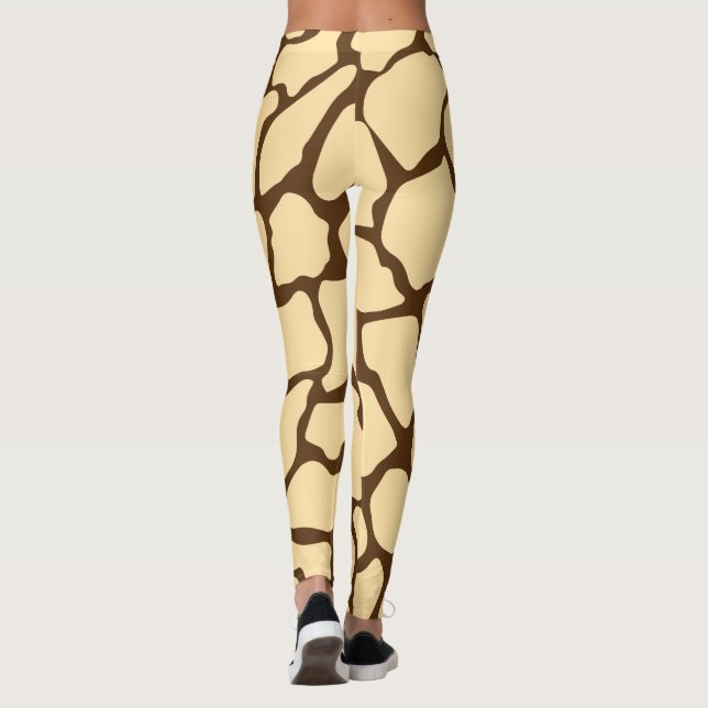 Brown Giraffe Pattern – Minimal Animal Print Leggings (Baksida)