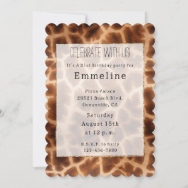 Brown Giraffe Print Inbjudningar