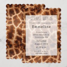Brown Giraffe Print Inbjudningar