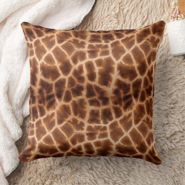 Brown Giraffe Print Kudde (Filt)