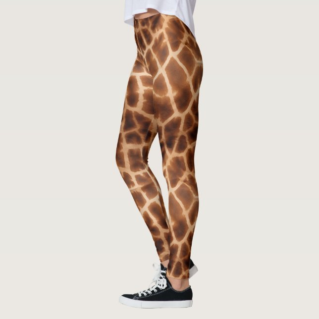 Brown Giraffe Print Leggings (Vänster)