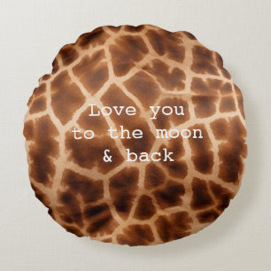 Brown Giraffe Print Rund Kudde