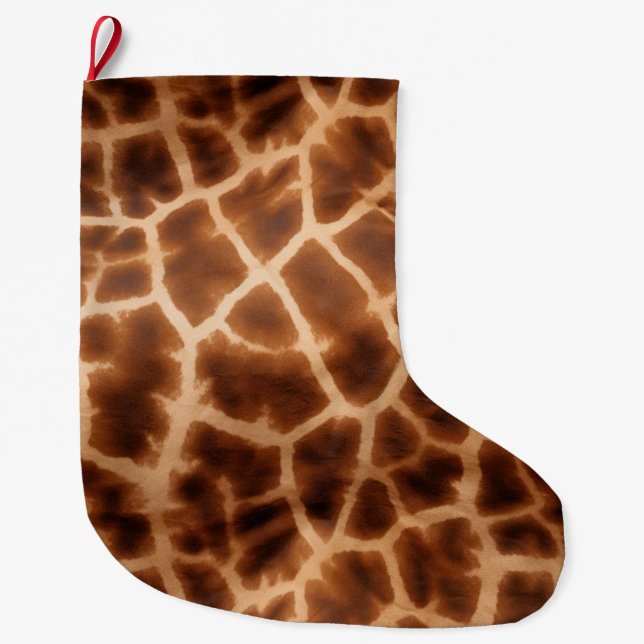 Brown Giraffe Print Stor Julstrumpa (Framsidan)