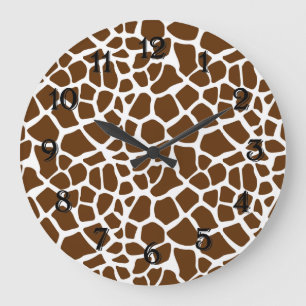 Brown Giraffe Print Stor Klocka