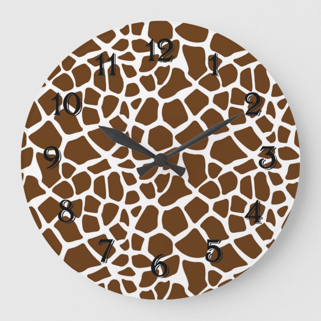 Brown Giraffe Print Stor Klocka (Framsida)