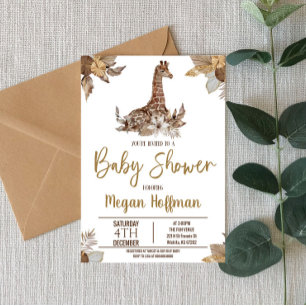 Brown Giraffe Theter Baby Shower Inbjudan