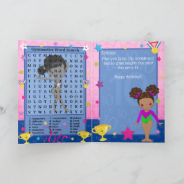 Brown Girls Gymnastics Ord Search Grattis på födel Kort