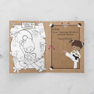 Brown Girls Karate Coloring Page Grattis på födels Kort