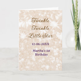 Brown glitter twinkle twinkle little star birthday kort