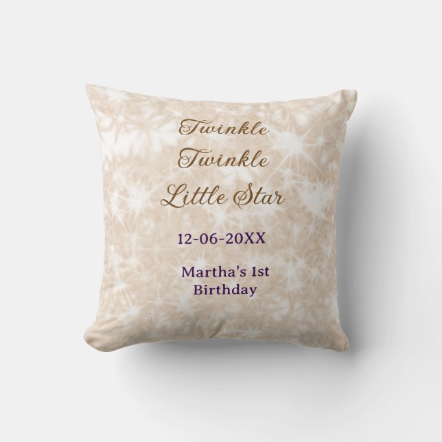 Brown glitter twinkle twinkle little star birthday kudde (Framsida)