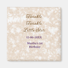 Brown glitter twinkle twinkle little star birthday magnet