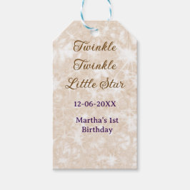 Brown glitter twinkle twinkle little star birthday presentetikett