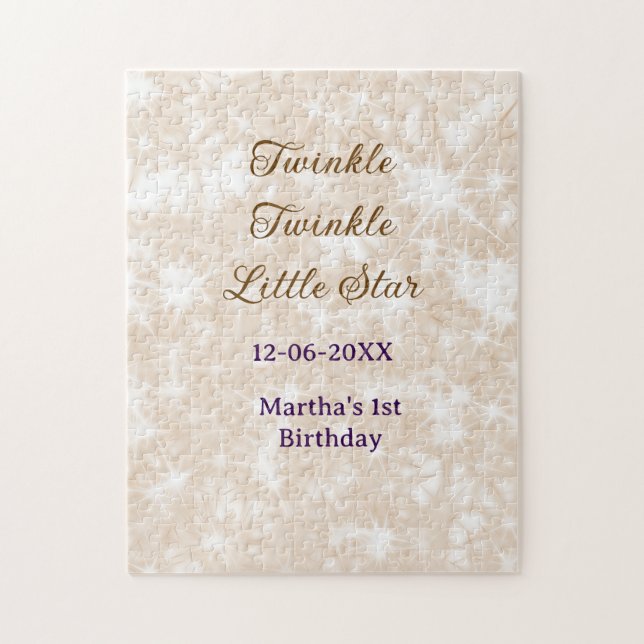 Brown glitter twinkle twinkle little star birthday pussel (Vertikal)