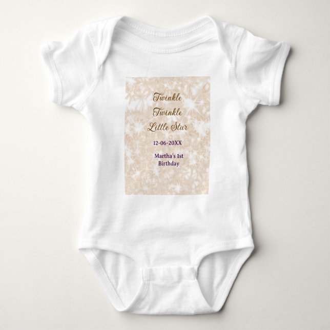 Brown glitter twinkle twinkle little star birthday t shirt (Framsida)