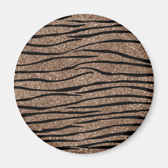 Brown glitter zebra ränder magnet (Framsidan)