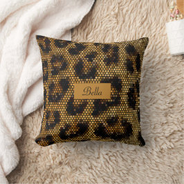 Brown Glittery Leopard Mönster Kudde