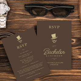 Brown Gold Chic Funny Gentleman Bachelor Luncheon OSA Kort