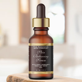 Brown & Gold Small Cosmetics Dropper Bottle Label  Adressetikett