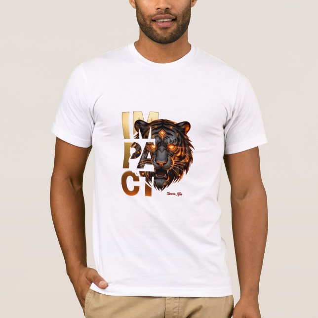 Brown Gold Tiger 'IMPACT' - Bold Gold Aesthetic T Shirt (Framsida)