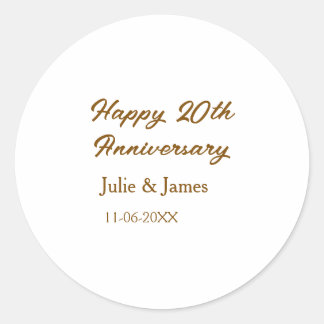 Brown golden happy 20th anniversary name datsimple runt klistermärke
