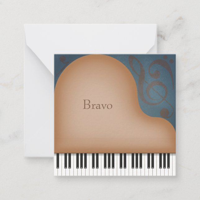 Brown Grand Piano Anpassningsbar Mini Anteckningskort (Framsida)