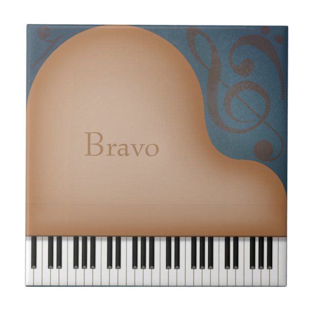 Brown Grand Piano Personlig Musical Kakelplatta (Framsidan)