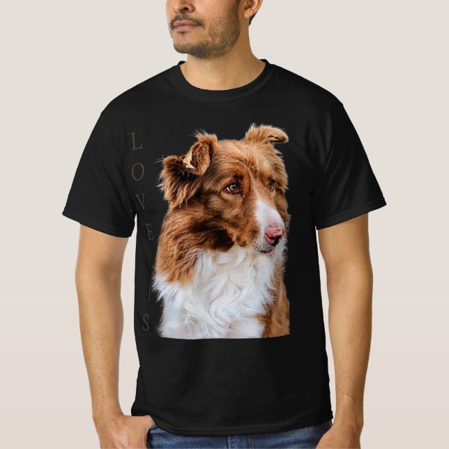 Brown Gräns Collie Hund för Hundälskare T Shirt (Framsida)