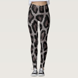 Brown Grått Black Leopard Animal Print Leggings