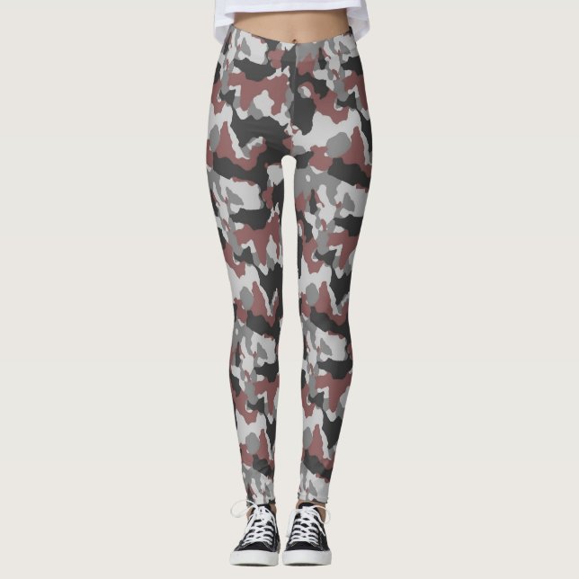 Brown Grått Camouflage Women's Leggings (Framsida)