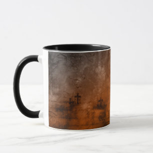 Brown Grått och Black Cemetery Mönster Halloween M Mugg