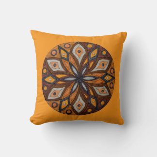 Brown/Gray Starburst Mandala Throw Pillow Kudde