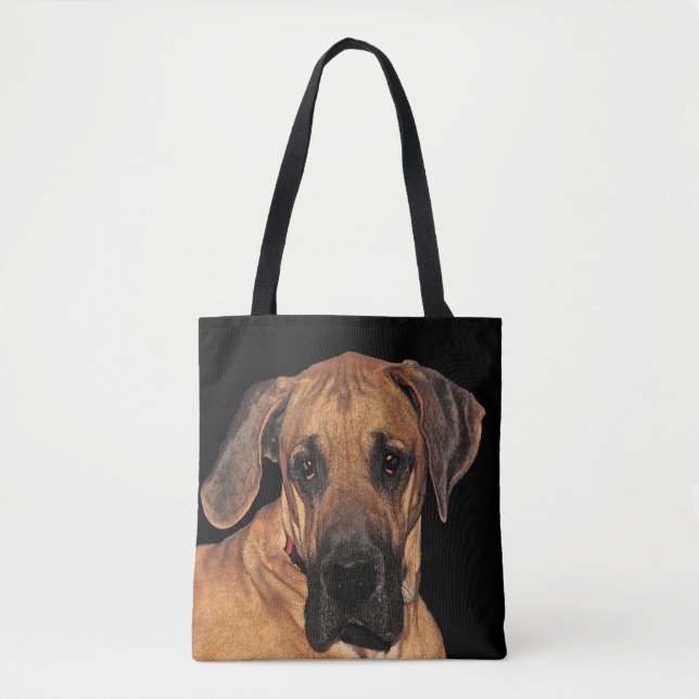 Brown Great dane Hund Animal Tote Bag Tygkasse (Framsida)