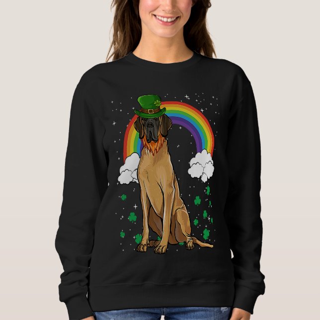 Brown Great Dane St Patricks Day Leprechaun T Shirt (Framsida)