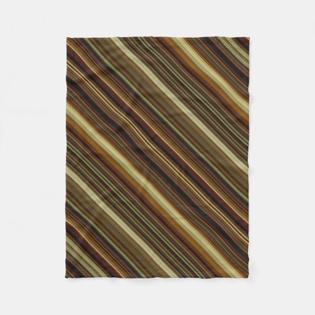 Brown Green and Gold Stripes Fleecefilt (Framsidan)