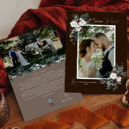 Brown Greenery Vintage Merry Married Porträtt Julkort