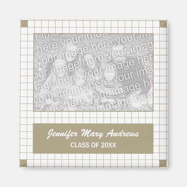 Brown Grid Photo Magnet (Framsidan)