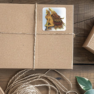 Brown Griffin Fantasy Fyrkantigt Klistermärke