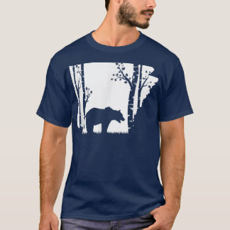 Brown Grizzly Bear Hunting - Arkansas map Hunter T Shirt