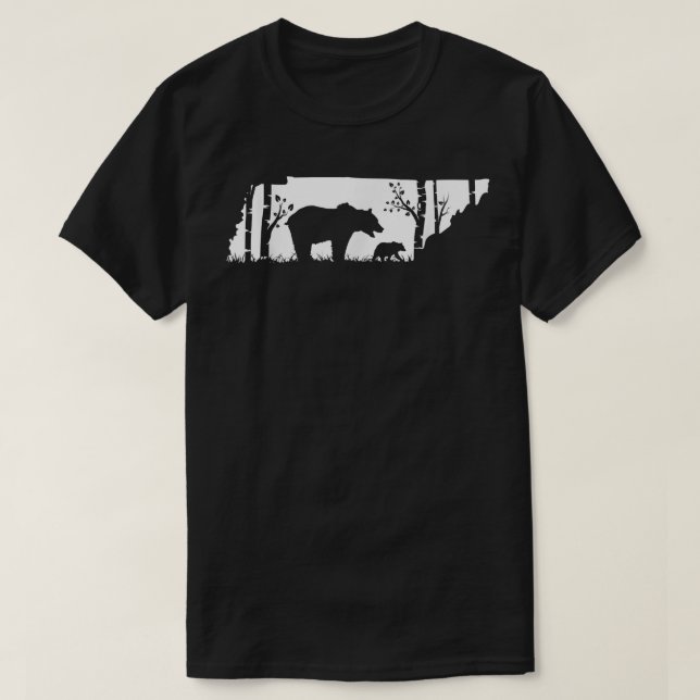 Brown Grizzly Bear Hunting - Tennessee karta Hunte T Shirt (Design framsida)