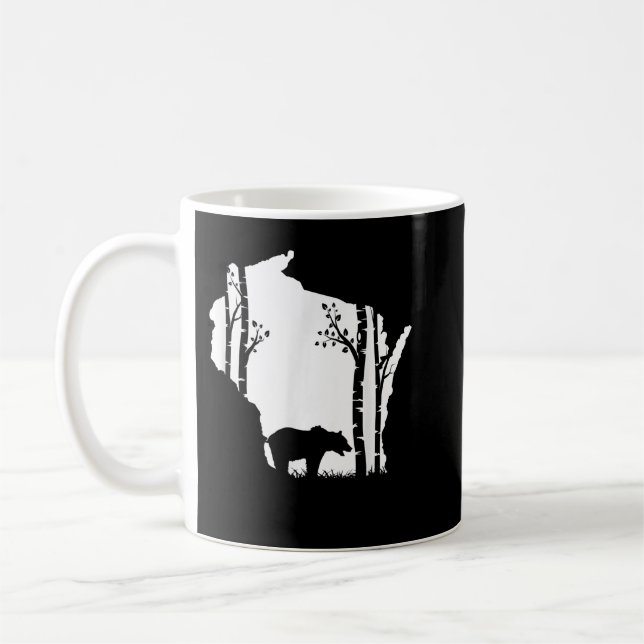 Brown Grizzly Bear Hunting - Wisconsin karta Hunte Kaffemugg (Vänster)