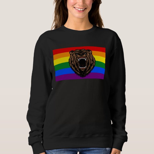 Brown Grizzly Bear Love Gay Pride Flag Wild Forest T Shirt (Framsida)