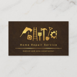Brown Grunge Guld Handyman Verktyg Visitkort
