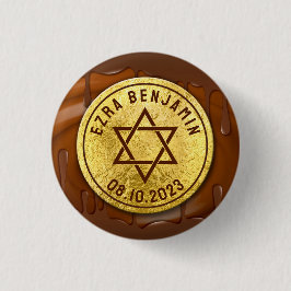 Brown Guld Chocolate Pub Mitzvah eller Bat mitzvah Knapp