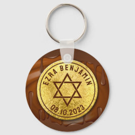 Brown Guld Chocolate Pub Mitzvah eller Bat mitzvah Nyckelring