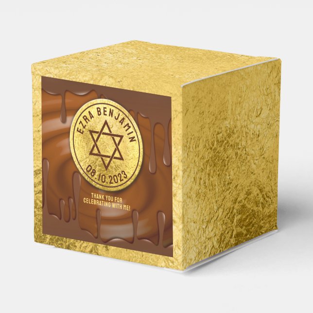 Brown Guld Chocolate Pub Mitzvah eller Bat mitzvah Presentaskar (Baksidan Sidan)