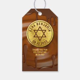 Brown Guld Chocolate Pub Mitzvah eller Bat mitzvah Presentetikett