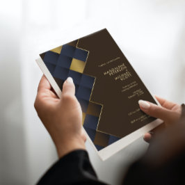 Brown & Guld Geometric Bröllop Inbjudningar