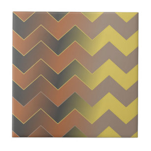 Brown Guld Geometric Chevron Zig Zag Mönster Kakelplatta