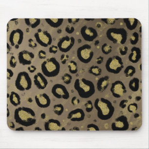 Brown Guld Glitter & Black Leopard Cheetah Skriv u Musmatta